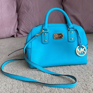 Michael Kors Crossbody Purse (Cyan & Gold)